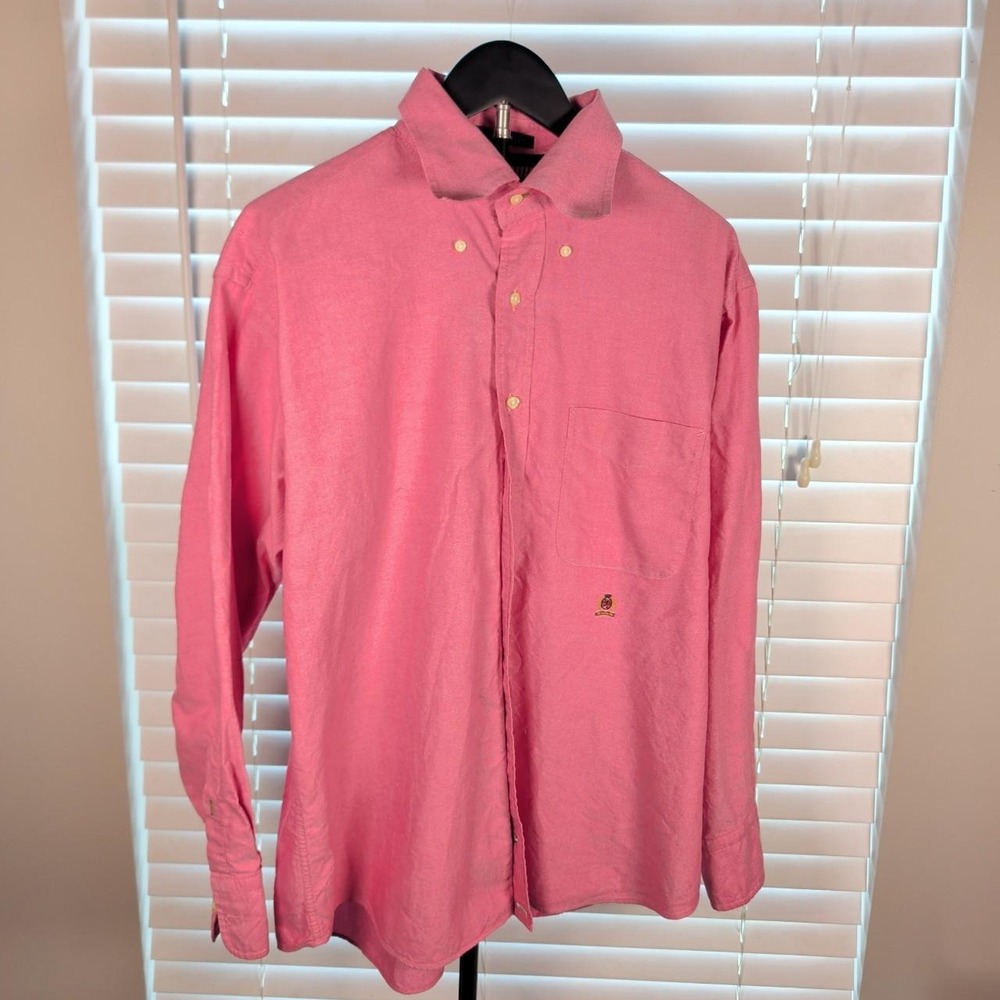 Vintage Tommy Hilfiger Original Oxford Pink Lion Crest Shirt Men's L